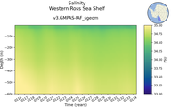 Time series of Western Ross Sea Shelf Salinity vs depth